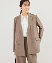 メランジドビーチェックジャケット/セットアップ対応・防シワ・接触冷感