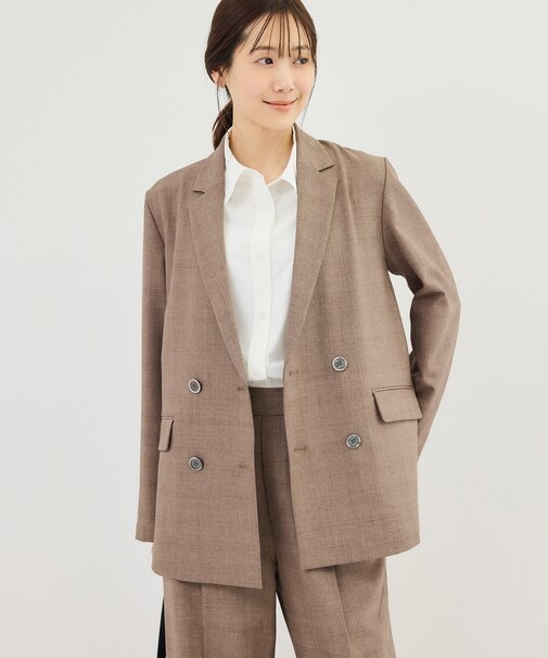 メランジドビーチェックジャケット/セットアップ対応・防シワ・接触冷感