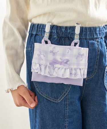 【KIDS/キッズ】チェック×リボン柄移動ポケット