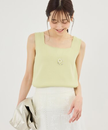 スクエアネックニットタンクトップ