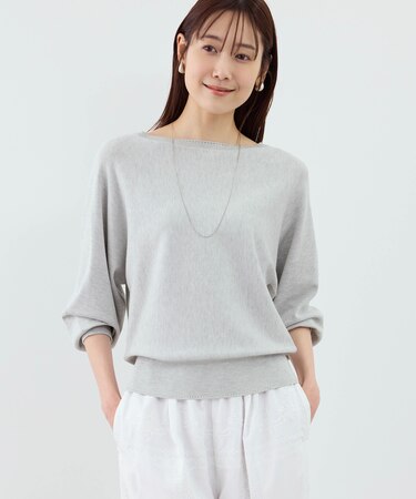 ラメ混アイレットドルマンニット