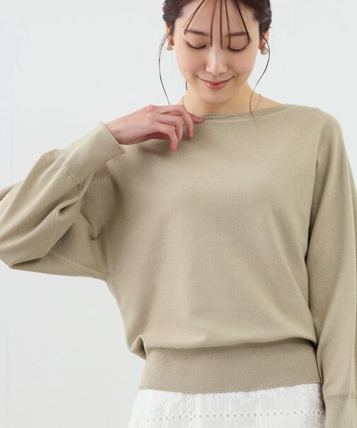 ラメ混アイレットドルマンニット