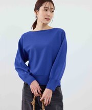 ラメ混アイレットドルマンニット