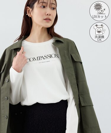 RENUロゴプリントロングTシャツ/UVカット・イージーケア