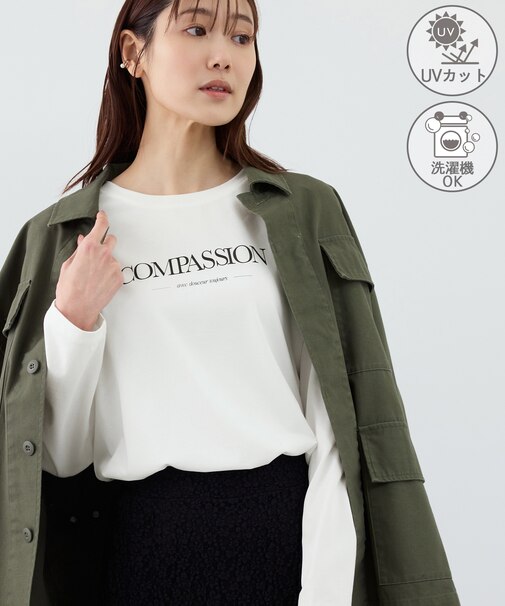 RENUロゴプリントロングTシャツ/UVカット・イージーケア