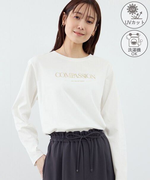 RENUロゴプリントロングTシャツ/UVカット・イージーケア