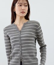 シアーボーダーニットカーディガン