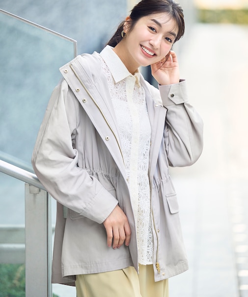 ミドル丈マウンテンパーカー スプリングコート/撥水・花粉ガード