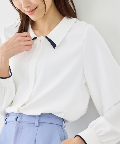 配色ダブルカラーブラウス