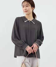 配色ダブルカラーブラウス