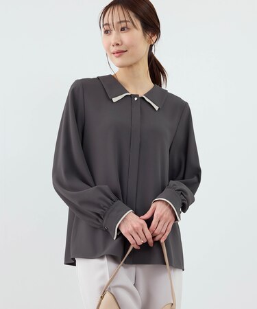 配色ダブルカラーブラウス