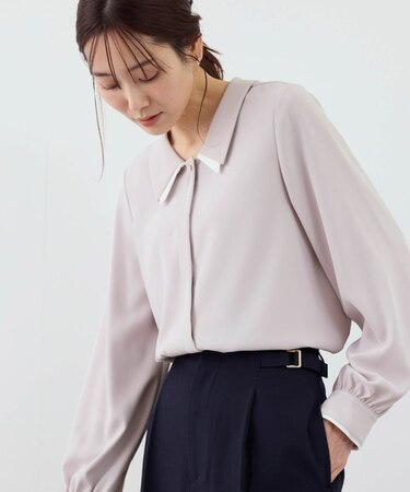 配色ダブルカラーブラウス