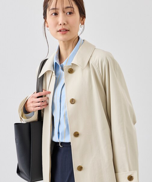 ミドル丈ステンカラーコート/花粉ガード・撥水