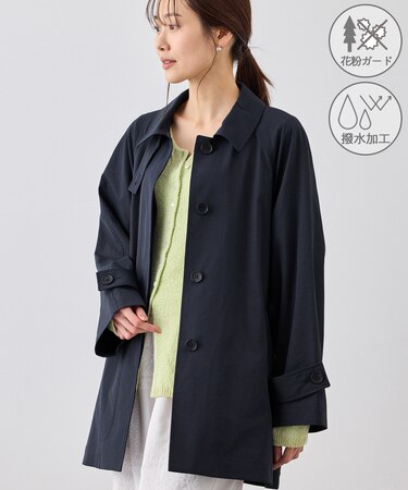 ミドル丈ステンカラーコート/花粉ガード・撥水