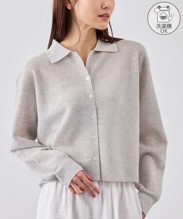 スポンジシアーポロカーディガン/イージーケア