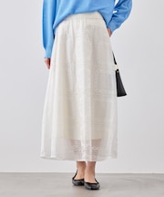 刺繍レースフレアスカート