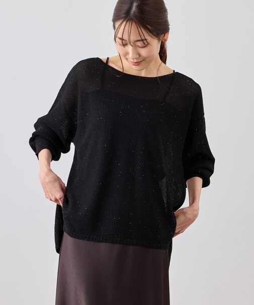 プチスパンコールメッシュニット