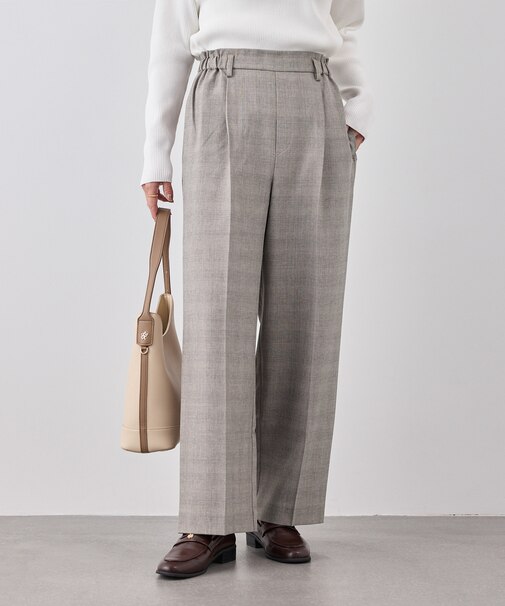 メランジドビーチェックパンツ/セットアップ対応・防シワ・接触冷感