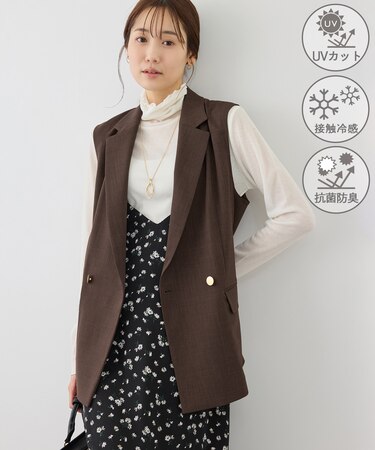 カナパ スリーブレスジレ/セットアップ対応・UV・抗菌防臭・接触冷感