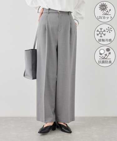 カナパ ベルト付きワイドパンツ/セットアップ対応・UV・抗菌防臭・接触冷感
