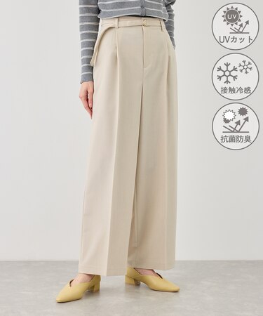 カナパ ベルト付きワイドパンツ/セットアップ対応・UV・抗菌防臭・接触冷感