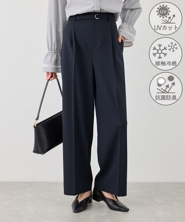 カナパ ベルト付きワイドパンツ/セットアップ対応・UV・抗菌防臭・接触冷感