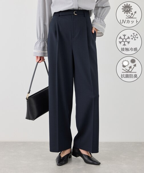 カナパ ベルト付きワイドパンツ/セットアップ対応・UV・抗菌防臭・接触冷感