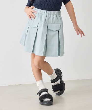 【KIDS/キッズ】インナーパンツ付きツイルタックプリーツスカート