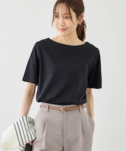 60シルケットボートネックハーフスリーブジャケットインナー