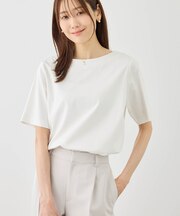 60シルケットボートネックハーフスリーブジャケットインナー