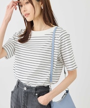 60シルケットボートネックハーフスリーブジャケットインナー