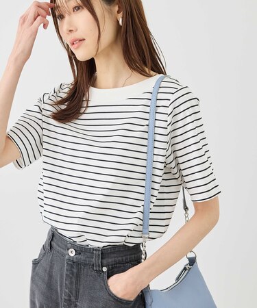 60シルケットボートネックハーフスリーブジャケットインナー