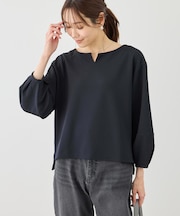ランタンスリーブリップルカットトップス