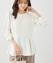 カットジョーゼットハートネックペプラムプルオーバー