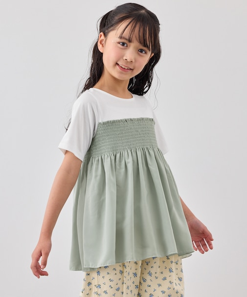 【KIDS/キッズ】シャーリングドッキングトップス/リンクコーデ