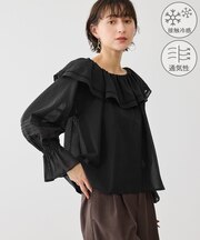 お着軽シャツシリーズ コットンボイルレース使いオフショルブラウス/接触冷感・通気性