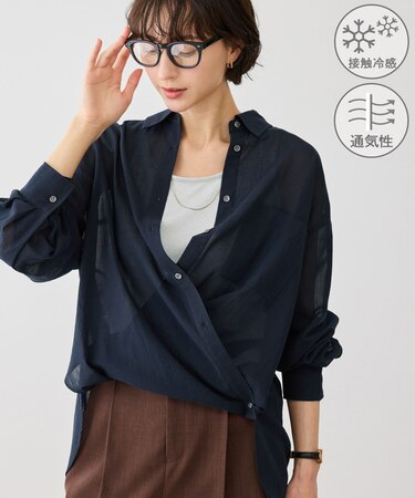 お着軽シャツシリーズ コットンボイル2WAYカシュクールシャツ/接触冷感・通気性