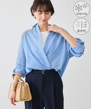 お着軽シャツシリーズ コットンボイル2WAYカシュクールシャツ/接触冷感・通気性