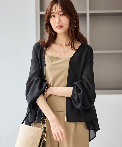 メッシュペプラムブルゾン