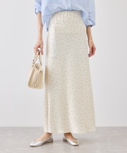 細見えバイアスサテンドットスカート