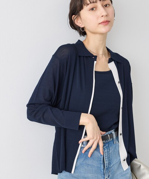 配色デザインカーディガン&インナーアンサンブル