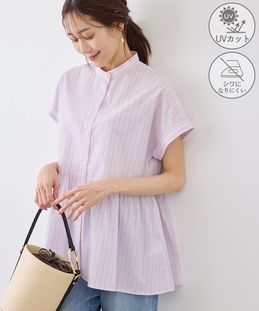フレンチペプラムシャツ/UVカット・防シワ