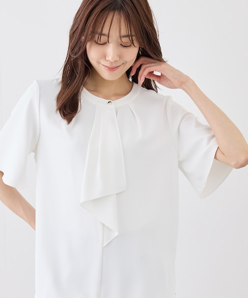 ボウタイブラウスハーフスリーブ