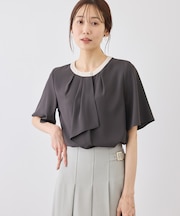 ボウタイブラウスハーフスリーブ