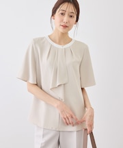 ボウタイブラウスハーフスリーブ