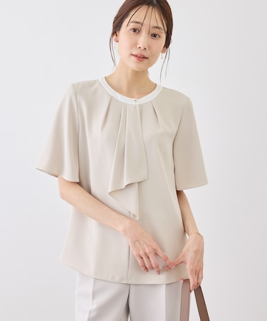 ボウタイブラウスハーフスリーブ