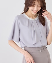 ボウタイブラウスハーフスリーブ