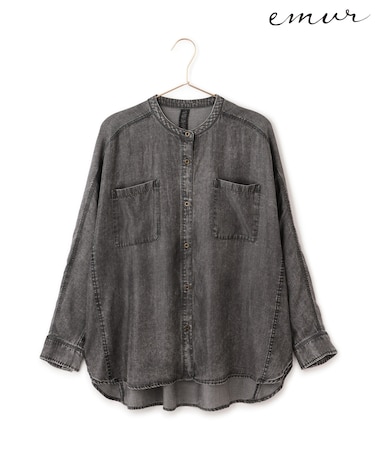 【emur/エミュール】パウダーシルクデニムドルマンブラウス/セットアップ