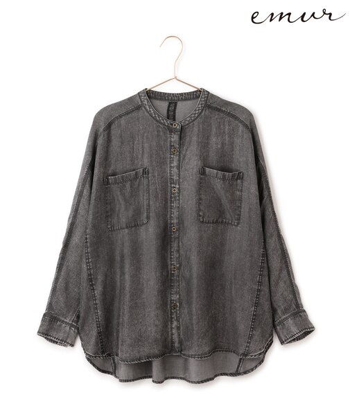 【emur/エミュール】パウダーシルクデニムドルマンブラウス/セットアップ