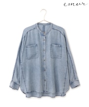 【emur/エミュール】パウダーシルクデニムドルマンブラウス/セットアップ
